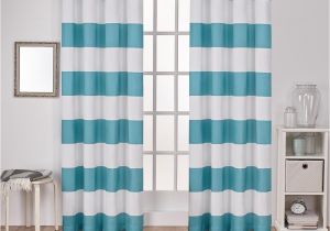 Corner Window Curtain Rods Home Depot Surfside Teal Cabana Stripe Cotton Grommet top Window Curtain Eh7957