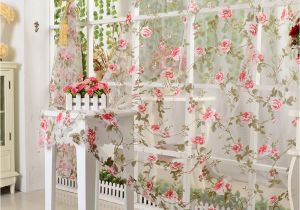 Cortinas De Tela Elegantes Para Sala isinotex Janela Cortina De Tecido Voile Burnout Floral Vermelho