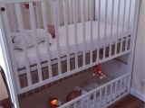 Crib with Storage Drawer Underneath A Bunk Cot for Twins or Siblings Close In Age Perfect if You are