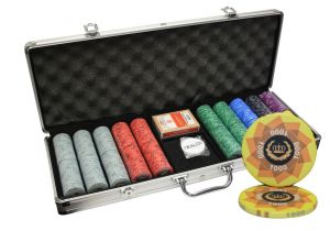 Custom Clay Poker Chip Sets 500pcs Laurel Crown Ceramic Poker Chips Set Aluminum Case