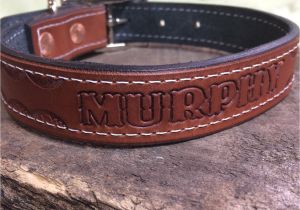 Custom tooled Leather Dog Collars Leather Dog Collar Hand tooled Personalized with Dog 39 S