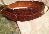 Custom tooled Leather Dog Collars Wide Feather Hand tooled Leather Dog Collar by Finelytooled