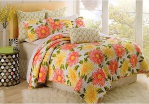 Cynthia Rowley Lattice Reversible Bedding Collection Cynthia Rowley Full Queen Quilt Large Flowers Sage Coral