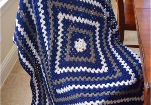 Dallas Cowboys Colors Yarn Crochet Granny Square Lap Blanket In Dallas Cowboys Colors