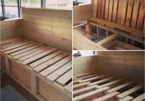 Daybed Converts to Queen Australia Couch Storage and and Pull Out Bed Skoolie Skoolieconversion Diy