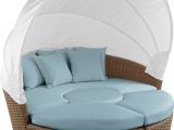 Daybed that Converts to Queen Palisades Brown Daybed with Blue Cushions Outdoor Daybeds Blue