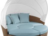 Daybed that Converts to Queen Palisades Brown Daybed with Blue Cushions Outdoor Daybeds Blue