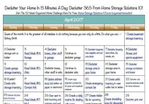 Declutter 365 From Home Storage solutions 101 Free Printable April 2017 Decluttering Calendar with Daily 15 Minute