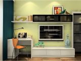 Desk and Tv Stand Combined Minimalist Desk and Tv Cabinet Combo with Pale Green Wall