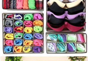 Diy Bra and Underwear Drawer organizer 4pcs Closet Underwear organizer Non Woven Bra Underwear socks Drawer