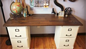 Diy Desk with File Cabinet Pottery Barn Inspired Desk Using Goodwill Filing Cabinets In 2019