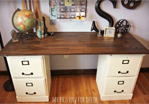 Diy Desk with File Cabinet Pottery Barn Inspired Desk Using Goodwill Filing Cabinets In 2019