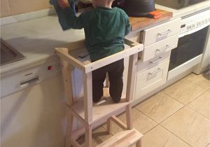 Diy toddler Step Stool with Rails Learning tower Ikea Little Helper Stool Sd toddler with