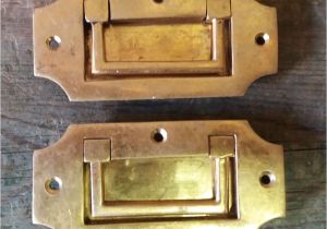 Drop Pulls for Dressers 2 Vintage solid Brass Recessed Flush Door Drawer Cupboard Cabinet