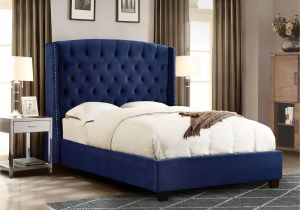 Eastern King Bed Versus California King Majestic Eastern King Tufted Bed In Royal Navy Velvet with Nail Head