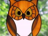 Easy Owl Stained Glass Patterns Stained Glass Golden Owl with Golden Eyes Suncatcher