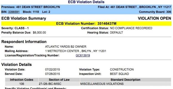 Ecb Violations Penalty forgiveness at B2 Modular tower Unresolved Construction Violations