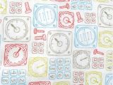 Emma and Mila Fabric Plane Time Control Panel White Cotton Fabric by Emma Mila