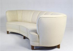 English Roll Arm sofa with Tight Back Danish Vintage Curved Banana sofa 1950s sofas Armchairs Ottomans