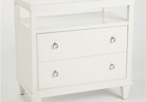 Ethan Allen White Bedside Table Heston Glass top Night Table Nightstands and Bedside