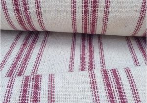 Feedsack Fabric by the Yard Grain Sack Fabric Red Stripes Vintage Inspired sold by the