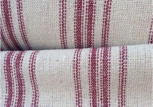 Feedsack Fabric by the Yard Grain Sack Fabric sold by the Yard Red Stripes Vintage