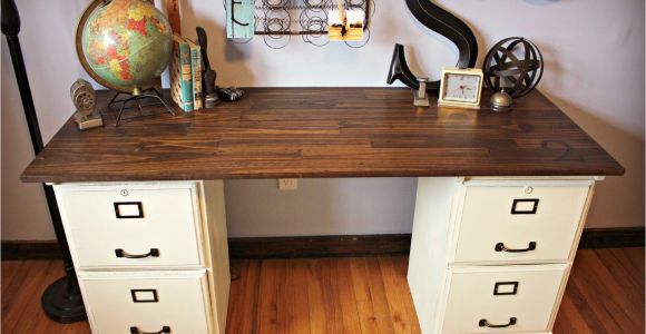 File Cabinet Desk Diy Pottery Barn Inspired Desk Using Goodwill Filing Cabinets In 2019