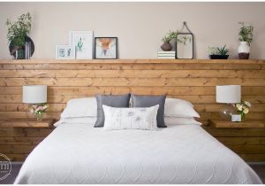 Floating Nightstand with Light Diy Natural Wood Diy Shiplap Headboard Wall Shelf Floating Nightstands