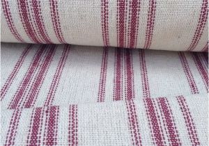 French Feed Sack Fabric by the Yard Grain Sack Fabric Red Stripes Vintage Inspired sold by the