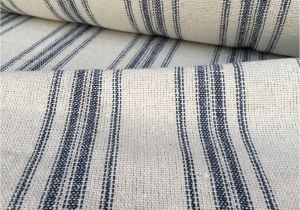 French Feed Sack Fabric by the Yard Grain Sack Fabric sold by the Yard Blue Stripe Vintage