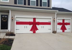 Garage Door Christmas Wrap Diy Red Burlap Ribbon and Bow for Christmas Decor for