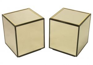 Gold Mirror Cube for Sale Pair Mirrored Black Lacquer and Brass Cube Tables at 1stdibs