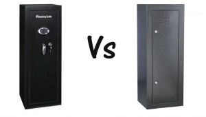 Gun Cabinet Vs Safe Compare Sentrysafe G1459e Gun Cabinet and Homak Hs30003630