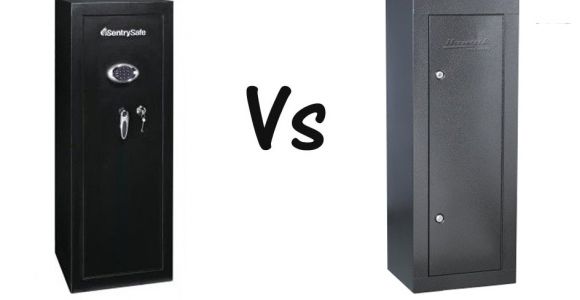 Gun Cabinet Vs Safe Compare Sentrysafe G1459e Gun Cabinet and Homak Hs30003630