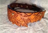 Hand tooled Leather Dog Collars Elven Hand tooled Leather Dog Collar Antique by Finelytooled