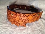 Hand tooled Leather Dog Collars Elven Hand tooled Leather Dog Collar Antique by Finelytooled