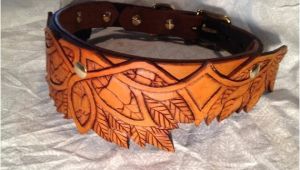 Hand tooled Leather Dog Collars Elven Hand tooled Leather Dog Collar Antique by Finelytooled