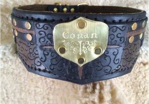 Hand tooled Leather Dog Collars Medieval Inspired Leather Hand tooled Dog Collar by