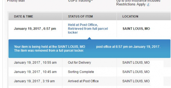 Held at Post Office Retrieved From Full Parcel Locker Held at Post Office Retrieved From Full Parcel Locker Usps