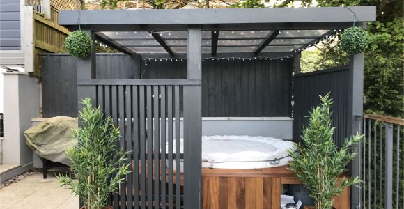 Hot Tub Designs and Layouts Modern Grey Pergola Lazy Spa Hot Tub Iroko Surround House Hot