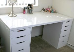 Ikea Alex 9 Drawer Dupe White Minimalist Makeup Vanity and Storage Ikea Linnmon and Alex A