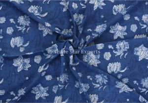 Indigo Mudcloth Fabric by the Yard 5 Yard Indigo Hand Dyed Block Print Cotton Sewing Fabric