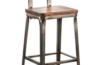 Industry West Octane Bar Stool Octane Bar Stool with A Wood Seat Gunmetal with Wood Seat