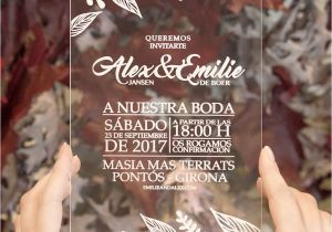 Invitaciones De Boda Sencillas Hechas En Casa Invitaciones En Metacrilato Transparente En 2019 Invitations