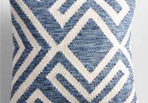 Kilim Pillows Pottery Barn Blue and Ivory Geometric Indoor Outdoor Patio Throw Pillow by World