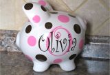 Large Personalized Piggy Banks Large Personalized Ceramic Piggy Bank with Initial