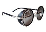 Leather Side Shields for Glasses Sunglasses Round Sunglasses Silver Frames Mirrored Lenses Side Shields
