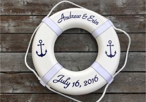Life Ring Buoy Personalized Personalized Nautical Ring Buoy with Anchors Nautical Wedding