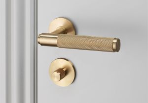 Lucite and Brass Drawer Pulls Door Lever Handle Brass and Thumbturn Lock Brass by Buster