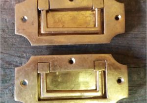 Lucite and Brass Pulls 2 Vintage solid Brass Recessed Flush Door Drawer Cupboard Cabinet